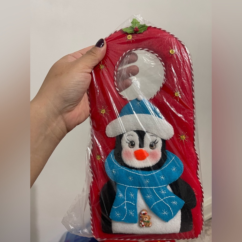 Festive Penguin Door Hanger